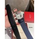Top Replica Salvatore Ferragamo Men's 3.5 cm Reversible Belt with Silver Metal Clip (Black/Blue)
