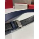 Top Replica Salvatore Ferragamo Men's 3.5 cm Reversible Belt with Silver Metal Clip (Black/Blue)