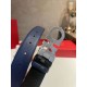 Top Replica Salvatore Ferragamo Men's 3.5 cm Reversible Belt with Silver Metal Clip (Black/Blue)