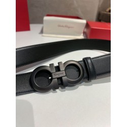 Top Replica Salvatore Ferragamo Men's 3.5 cm Belt with Black Buckle