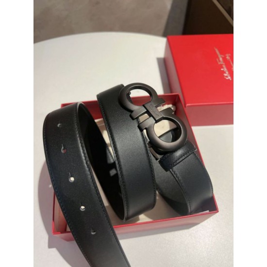 Top Replica Salvatore Ferragamo Men's 3.5 cm Belt with Black Buckle