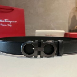 Top Replica Salvatore Ferragamo Men's 3.5 cm Belt with Black Buckle