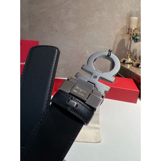 Top Replica Salvatore Ferragamo Men's 3.5 cm Belt with Black Buckle