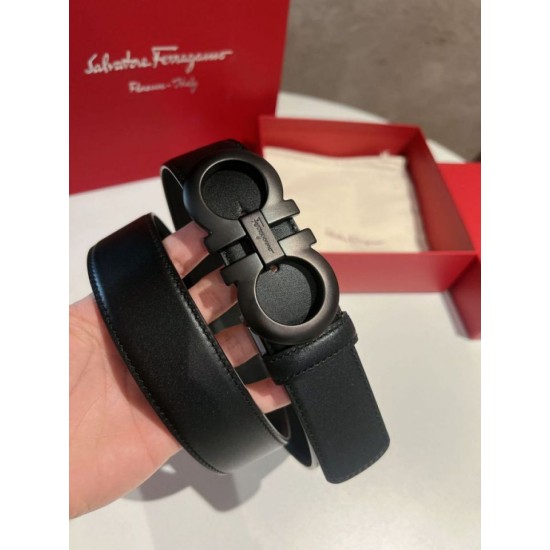 Top Replica Salvatore Ferragamo Men's 3.5 cm Belt with Black Buckle