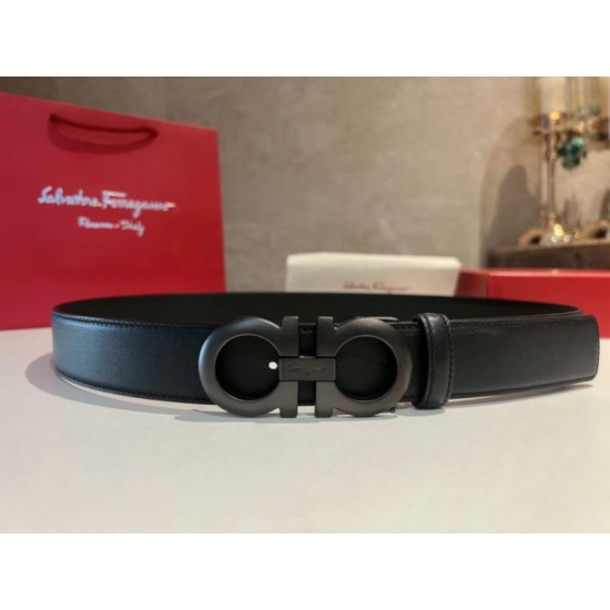 Top Replica Salvatore Ferragamo Men's 3.5 cm Belt with Black Buckle