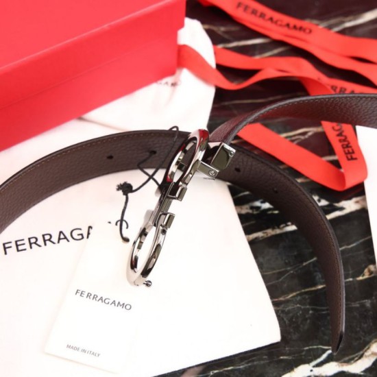 Top Replica Salvatore Ferragamo Men's 3.5 cm Reversible Belt with Black/Coffee Buckle