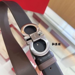 Super Clone Replica Salvatore Ferragamo Men's 3.5 cm Reversible Belt with Double-Ring Horseshoe Buckle Top Replica Salvatore Ferragamo Men's 3.5 cm Reversible Belt with Double-Ring Horseshoe Buckle