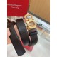Top Replica Salvatore Ferragamo Men's 3.5 cm Reversible Belt with Gold Double-Ring Horseshoe Buckle