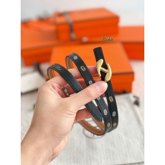 Top Replica Hermes Women's My H and Reversible Hermès sur Mer Belt 13 mm Black/Brown