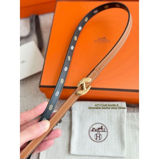 Top Replica Hermes Women's My H and Reversible Hermès sur Mer Belt 13 mm Black/Brown