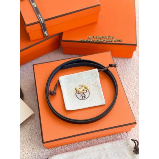 Top Replica Hermes Women's My H and Reversible Hermès sur Mer Belt 13 mm Blue/Black