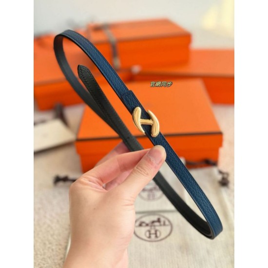 Top Replica Hermes Women's My H and Reversible Hermès sur Mer Belt 13 mm Blue/Black