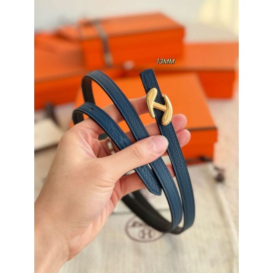 Top Replica Hermes Women's My H and Reversible Hermès sur Mer Belt 13 mm Blue/Black