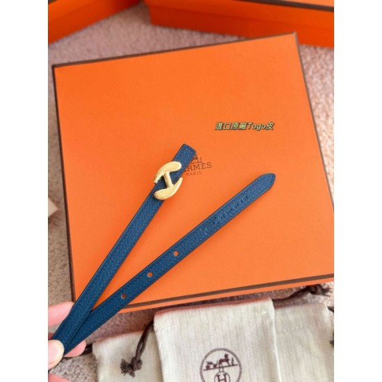 Top Replica Hermes Women's My H and Reversible Hermès sur Mer Belt 13 mm Blue/Black