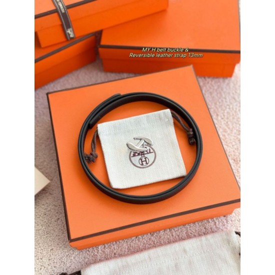 Top Replica Women's Hermès My H and Hermès sur Mer 13mm Belt in Black
