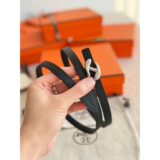 Top Replica Women's Hermès My H and Hermès sur Mer 13mm Belt in Black