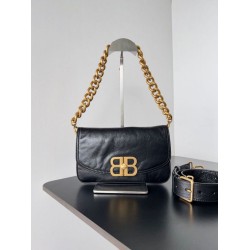 Top Replica Balenciaga BB Soft Flap Shoulder Bag with Gold Hardware