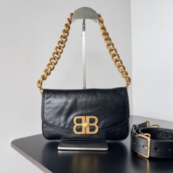 Top Replica Balenciaga BB Soft Flap Shoulder Bag with Gold Hardware