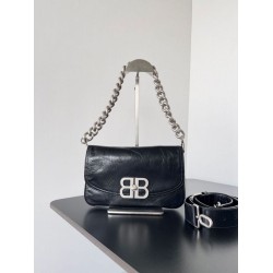 Top Replica Balenciaga BB Soft Flap Shoulder Bag with Silver Hardware