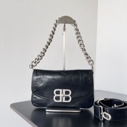 Top Replica Balenciaga BB Soft Flap Shoulder Bag with Silver Hardware