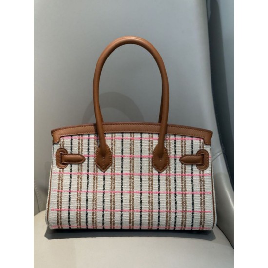 Top Replica Hermes Birkin 29 Crossbody Bags in Embroidered Toile H Canvas in Brown
