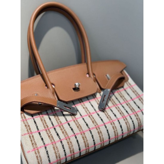 Top Replica Hermes Birkin 29 Crossbody Bags in Embroidered Toile H Canvas in Brown