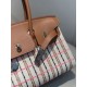 Top Replica Hermes Birkin 29 Crossbody Bags in Embroidered Toile H Canvas in Brown