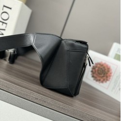 Top Replica Loewe Classic Small Puzzle Edge Bum Bag in Black
