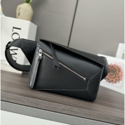 Top Replica Loewe Classic Small Puzzle Edge Bum Bag in Black