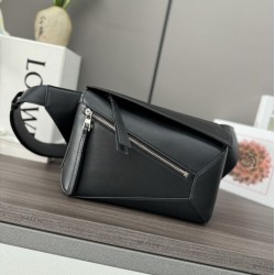 Top Replica Loewe Classic Small Puzzle Edge Bum Bag in Black