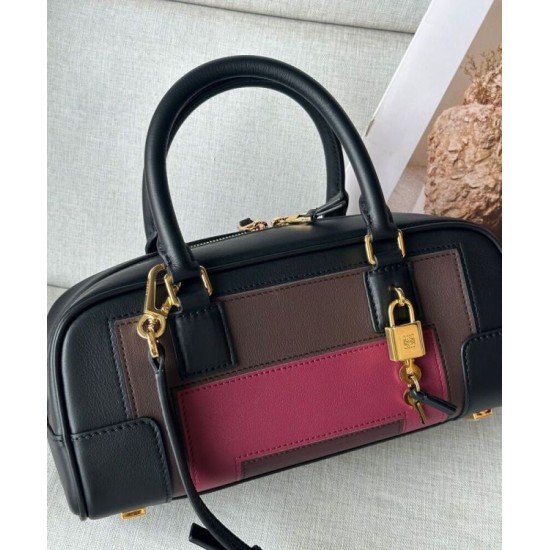 Top Replica Loewe Amazona 23 Shoulder Bag with Padlock Detail, Black