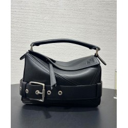 Top Replica Loewe Large Puzzle Biker Bag in Black