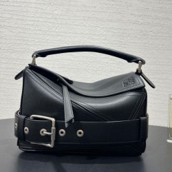 Top Replica Loewe Large Puzzle Biker Bag in Black