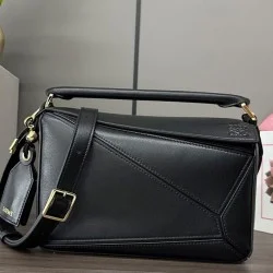 Top Replica Loewe Featherlight Puzzle Small Bag in Black