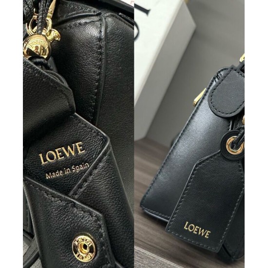Super Clone Replica Loewe Featherlight Puzzle Small Bag in Black Top Replica Loewe Featherlight Puzzle Small Bag in Black