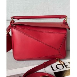 Top Replica Loewe Featherlight Puzzle Small Bag in Red
