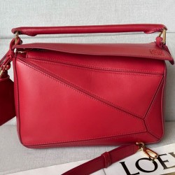 Top Replica Loewe Featherlight Puzzle Small Bag in Red