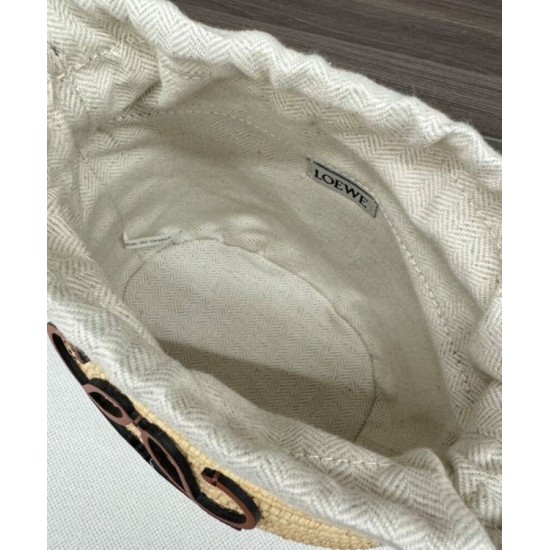 Super Clone Replica Loewe Raffia Shoulder Bag, Coffee Top Replica Loewe Raffia Shoulder Bag, Coffee