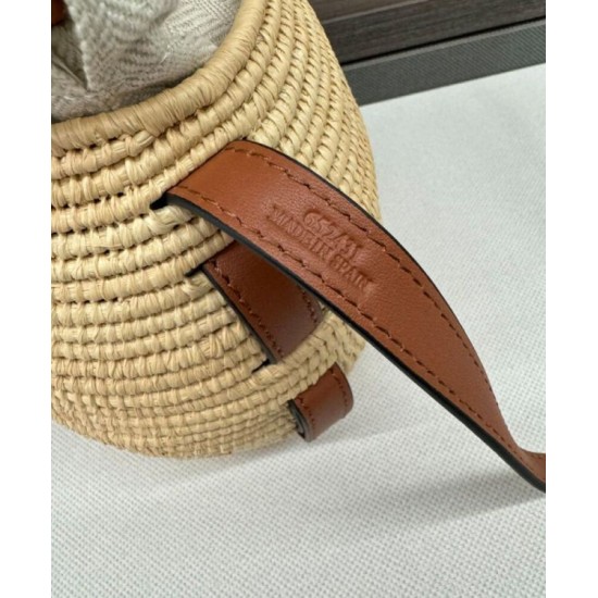 Super Clone Replica Loewe Raffia Shoulder Bag, Coffee Top Replica Loewe Raffia Shoulder Bag, Coffee