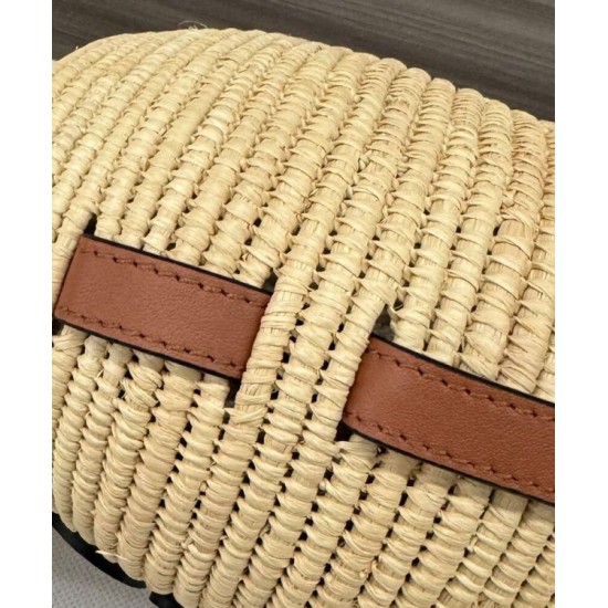 Super Clone Replica Loewe Raffia Shoulder Bag, Coffee Top Replica Loewe Raffia Shoulder Bag, Coffee