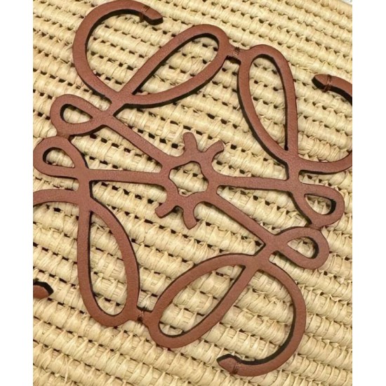 Super Clone Replica Loewe Raffia Shoulder Bag, Coffee Top Replica Loewe Raffia Shoulder Bag, Coffee