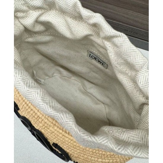 Super Clone Replica Loewe Raffia Shoulder Bag, Black Top Replica Loewe Raffia Shoulder Bag, Black