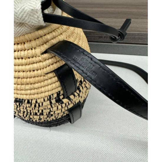Super Clone Replica Loewe Raffia Shoulder Bag, Black Top Replica Loewe Raffia Shoulder Bag, Black
