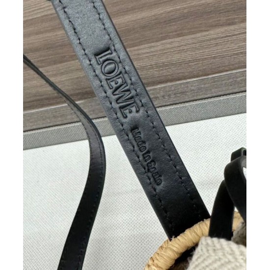 Super Clone Replica Loewe Raffia Shoulder Bag, Black Top Replica Loewe Raffia Shoulder Bag, Black