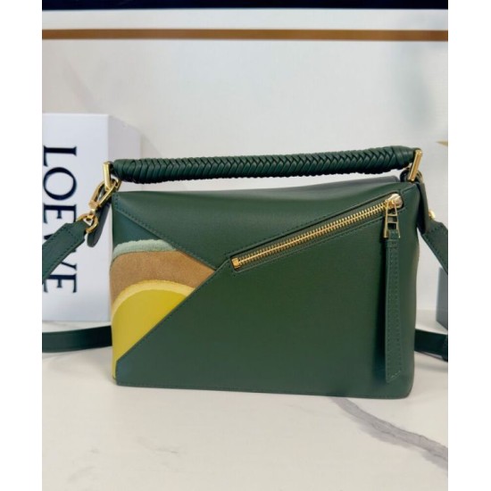 Super Clone Replica Loewe Small Puzzle Edge Landscape Bag, Green Top Replica Loewe Small Puzzle Edge Landscape Bag, Green