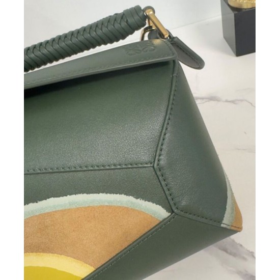 Super Clone Replica Loewe Small Puzzle Edge Landscape Bag, Green Top Replica Loewe Small Puzzle Edge Landscape Bag, Green