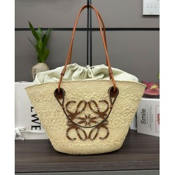 Top Replica Loewe Large Anagram Basket Bag, Coffee
