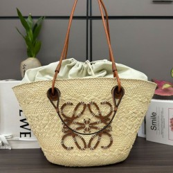 Top Replica Loewe Large Anagram Basket Bag, Coffee