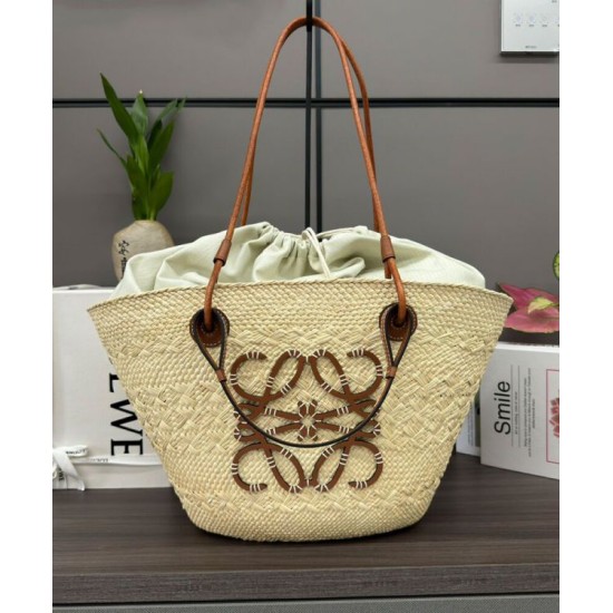 Top Replica Loewe Large Anagram Basket Bag, Coffee