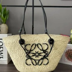 Top Replica Loewe Large Anagram Basket Bag, Black